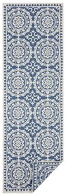 Modro-krémový vonkajší koberec NORTHRUGS Jardin, 80 x 350 cm