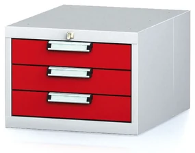 Alfa 3 Závesný dielenský box na náradie k pracovným stolom MECHANIC, 3 zásuvky, 480 x 600 x 351 mm, červené dvere