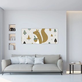 Obraz - Veverička s orieškom (120x50 cm)