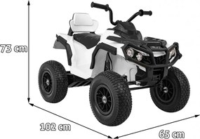 Ramiz Detská štvorkolka poháňaná vzduchovou batériou biela + nafukovacie kolesá + rádio MP3 + pomalý štart