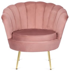 Kreslo LOREN s podnožkou, ružové, z velúru