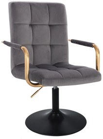 LuxuryForm DESIGN Otočná stolička VERONA GOLD VELUR na čiernom tanieri - tmavosivá