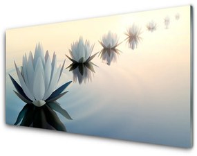Sklenený obklad Do kuchyne Vodné lilie biely lekno 140x70 cm