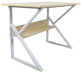 Tempo Kondela Písací stôl s policou, dub prírodný/biela, TARCAL 80