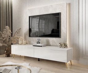 TV STOLÍK ELEGANTE 3 BIELY VYSOKÝ LESK + ZLATÉ NOŽIČKY 175 cm