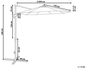 Konzolový záhradný slnečník ⌀ 3 m béžový/biely SAVONA Beliani
