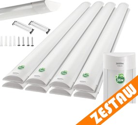 Sada 8 LED svietidiel do garáže a dielne na prisadenú stropnú montáž 36W 120cm