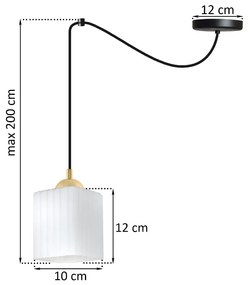 Závesné svietidlo Riffle Square Spider, 1x biele sklenené tienidlo, b/g