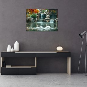 Sklenený obraz - Ázijské jazierko (70x50 cm)