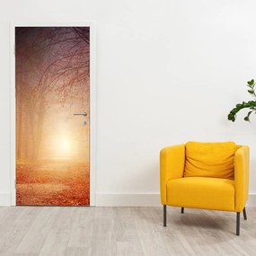 Fototapeta na dvere - Jesenný les v hmle (95x205cm)