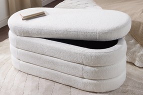 Dizajnová lavica s úložným priestorom CREAMY BOUCLÉ 115 cm – elegantný odkladací box