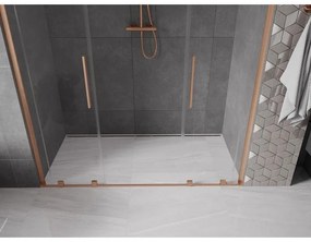 Mexen Velar L Duo, posuvné sprchové dvere do otvoru 170 cm, 8mm číre sklo, medená matná, 871-170-003-02-65