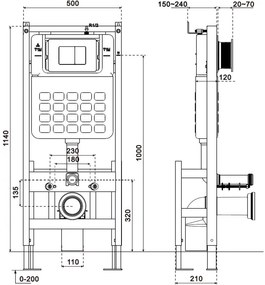 Mexen Tex F, samostatne stojaci podomietkový rám s pneumatickým ovládaním pre WC, 61101A
