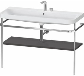 DURAVIT Happy D.2 Plus c-shaped kovový stojací podstavec s nábytkovým umývadlom s dvomi otvormi, 1 polička, 1175 x 490 x 850 mm, chróm/grafit super matná, HP4839E80800000