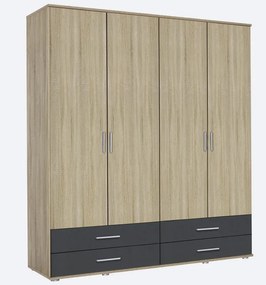 Šatníková skriňa Rasant Extra, 168 cm, dub sonoma/šedá