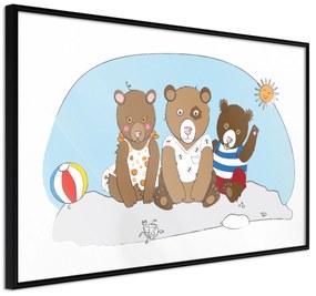 Artgeist Plagát - Teddy Bears on the Beach [Poster] Veľkosť: 60x40, Verzia: Čierny rám