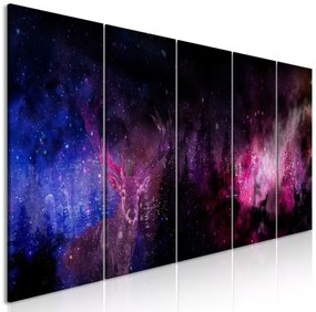 Artgeist Obraz - Deer Galaxy (5 Parts) Narrow Veľkosť: 100x40, Verzia: Na talianskom plátne