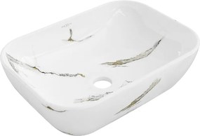 Mexen Rita, umývadlo na dosku 455x325x135 mm, biela-imitácia bieleho kameňa, 21084581