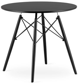 Dekorstudio Okrúhly jedálenský stôl 80cm - čierny s čiernymi nohami