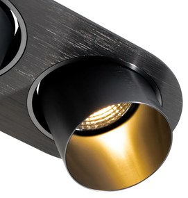 Sada 6 zapustených bodových svetiel Gunmetal GU10 70 mm naklápateľné 2-svetlá - Installa