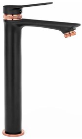 Vysoká umývadlová batéria Rea Viral čierna-ružové zlato