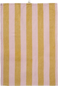 Ib Laursen Bavlnená utierka Linus Mustard / Light pink 50 × 70 cm