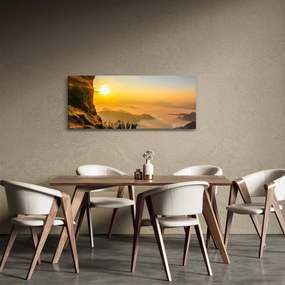 Obraz údolia v rannej hmle (120x50 cm)