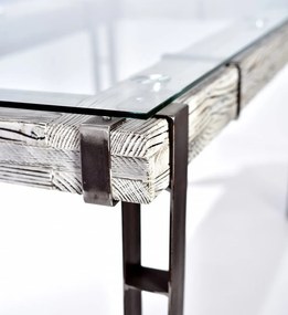 CHYRKA® Jedálenský stôl LEMBERG LL Loft Vintage Bar Industrial Design Ručne vyrábané drevo kovové sklo