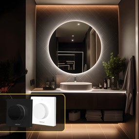 LED zrkadlo okrúhle Romantico ⌀70cm neutrálna biela - diaľkový ovládač Farba diaľkového ovládača: Čierna