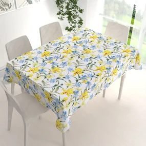 Biante Teflónový obdĺžnikový obrus TF-081 Žlto-modré ľalie na bielom 120x200 cm