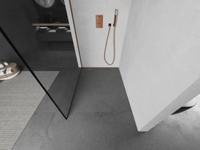 Mexen Kioto, sprchová zástena 60x200 cm, 8mm číre sklo s čiernym rámom, profil ružové zlato, 800-060-101-60-70