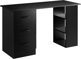HOMCOM Počítačový stôl s 3 zásuvkami a 3 policami, stôl do spálne a kancelárie 120x49x72cm, Čierny | Aosom