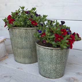 Zelený dekoračný obal na kvetináč Mion L - Ø 17*16 cm