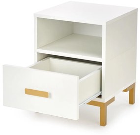 Nočný stolík SILVIA 40 cm biely/zlatý