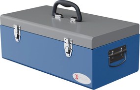 DURHAND Kovová Toolbox 50x26x18,5 cm s prepravnými rukoväťami, nosnosť 20 kg, Šedá a Modrá | Aosom