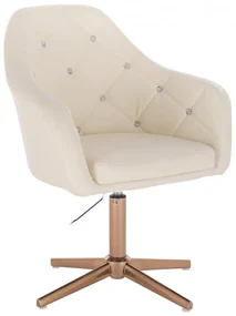 LuxuryForm DESIGN Kreslo ROMA na zlatom kríži - krémové