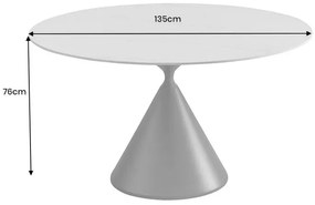 Jedálenský stôl Signature 135 cm čierny kovový rám s doskou v bielom mramorovom vzhľade