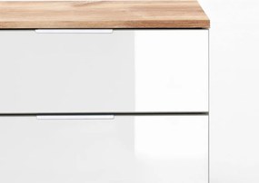Nočný stolík Easy Plus, doskový dub / biele sklo