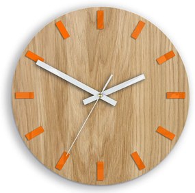 Drevené nástenné hodiny Simple 33 cm dub prírodný/oranžový