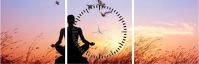 Obraz - Meditácia (s hodinami) (90x30 cm)