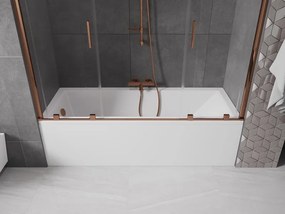 Mexen Velar Duo, vaňová zástena 2-krídlová s posuvnými dverami 190 x 150 cm, 8mm číre sklo, ružové zlato profil, 896-190-000-02-60