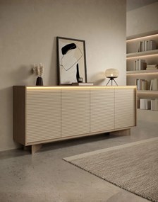 Veľká komoda Semi B 204 cm 4D LED cappuccino bolivar natural