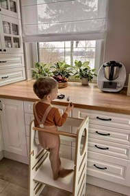 Montessori učící dětská věž střední bílá