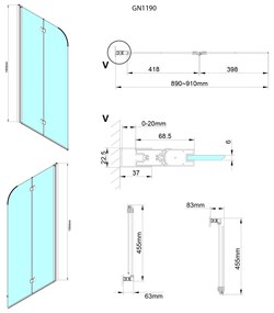 Gelco, LORO vaňová zástena skladacia 900mm, číre sklo, GN1190