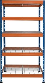 Kovové regály RIVET PRO 180x90x45 oceľová mriežka 5 úrovní modro-oranžová