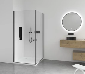 CERANO - Sprchovací kút Antelo Duo L/P - čierna matná, transparentné sklo - 120x120 cm - krídlový, CER-CER-482332
