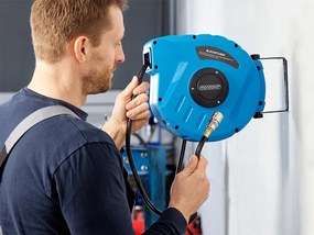 Navíjací bubon s tlakovou hadicou AIR, 10m, modrá Monzana