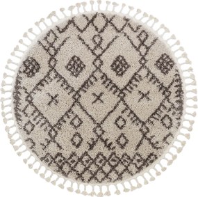 Dywany Łuszczów, Kusový koberec Berber Tanger B5940 cream and brown kruh, 160x160 (priemer) kruh, hnedá, obývacia izba