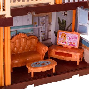 IKO Plastový domček pre bábiky – s červenou strechou a osvetlením
