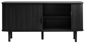 Čierna nízka komoda v dekore duba s posuvnými dverami 76x160 cm Cavo – Unique Furniture